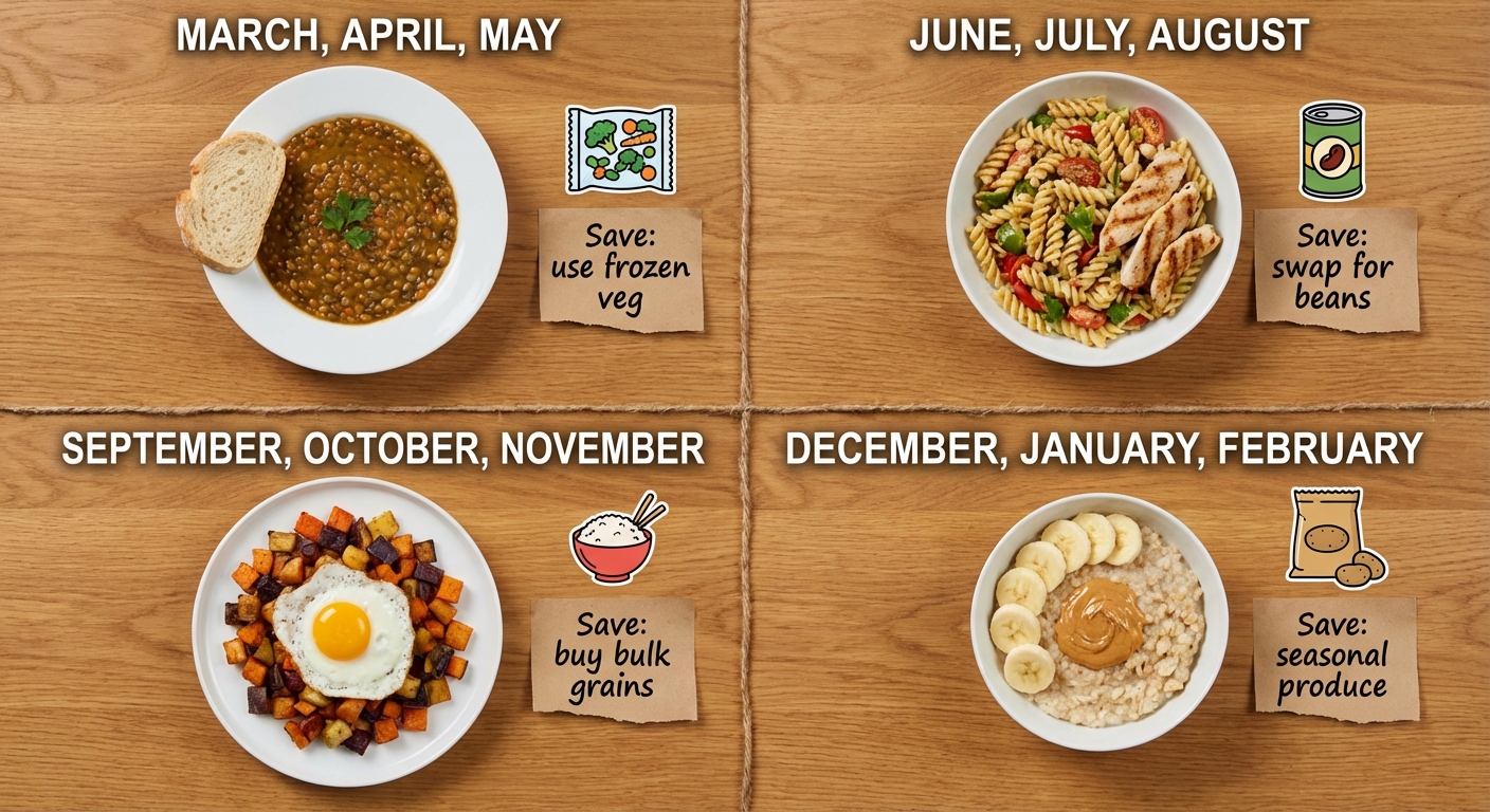 A Year on Your Plate: Seasonal Dinners for Every Month (With Swaps and Savings)